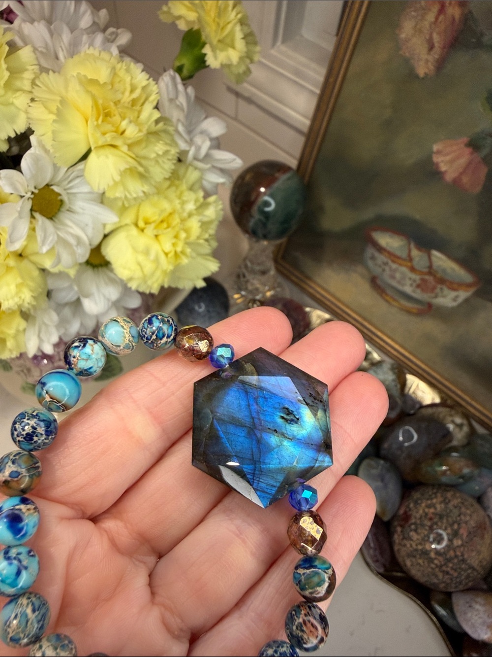 INTO BLUE • The Wild Shore No. 04 • Artisan Gemstone Bracelet: B1330 - Picture 3 of 5